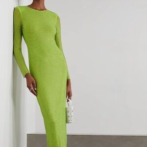 Self-Portrait Lime Embellished Midi Dress